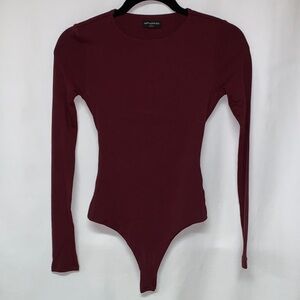Naked Wardrobe Burgundy Long Sleeve Bodysuit